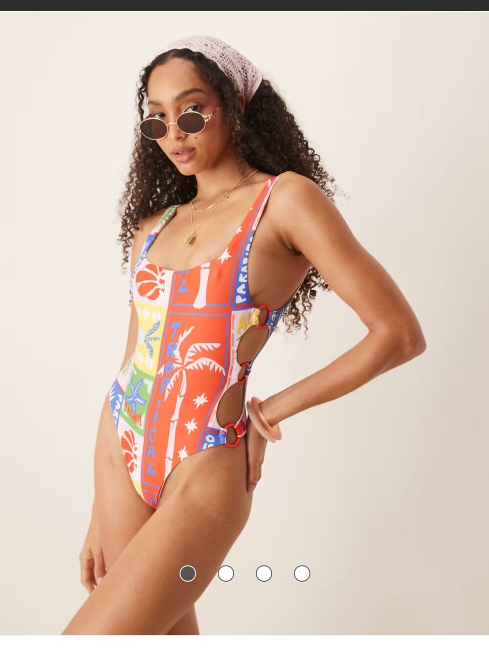 ASOS DESIGN Trinny cut out swimsuit topical Print One-Piece Swimsuit